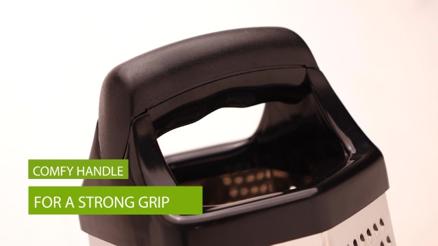 Lantana Cheese Grater with Container – 6 Essential Kitchen Functions for Coarse, Medium, Fine, Micro-Grating/Zesting/Slicing. Hand held, Includes Fitted Measuring Tub with Lid