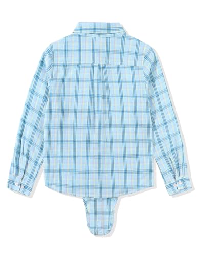 Image of Noomelfish Girls Long Sleeve Button Down Shirt Tie Front Western Tops Cowgirl Outfit (5-14 Years)