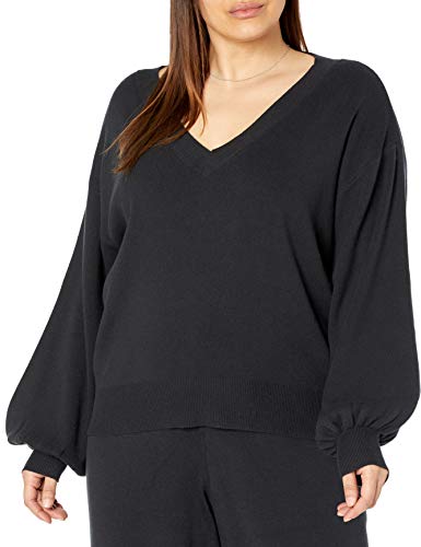 The Drop Women's Mia Bell Sleeve Deep V Neck Supersoft Sweater Black, L #TOP3