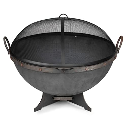Titan Great Outdoors Hemisphere Fire Pit With Screen And Poker 32" Cast Iron #TOP8