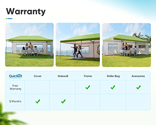 Quictent Privacy 10X20 Ft Ez Pop Up Canopy Tent Instant Folding Party Tent Gazebo With Sidewalls & Roller Bag 100% Waterproof-6 Colors（Green #TOP6