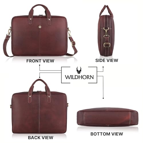 Image of WildHorn Leather Laptop Messenger Bag for Laptop /MacBook up to 15 inch| Padded Laptop Compartment |Office Bag I 365 Days Warranty