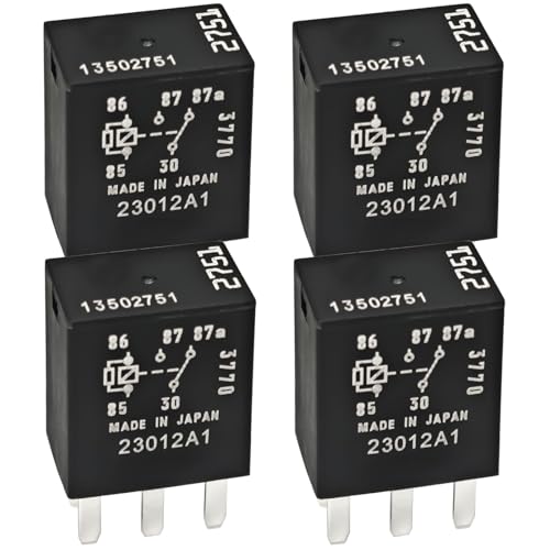 13502751 12VDC 5-Pin Relay (Pack of 4) - 35A Automotive Relay, Compatible with Buick, Cadillac, Chevrolet, GMC