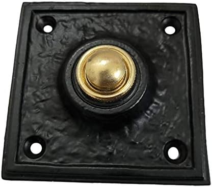 Adonai Hardware "Hosanna" Black Antique Iron Square Bell Push - Matte Black Powder Coated