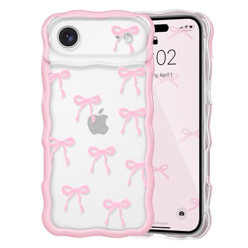 Coque iPhone Air nœud rose en TPU souple transparent avec dos antichoc mince