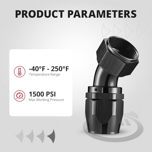Image of EVIL ENERGY 20AN Hose End Fitting 45 Degree Swivel for CPE Braided Hose Black 2PCS