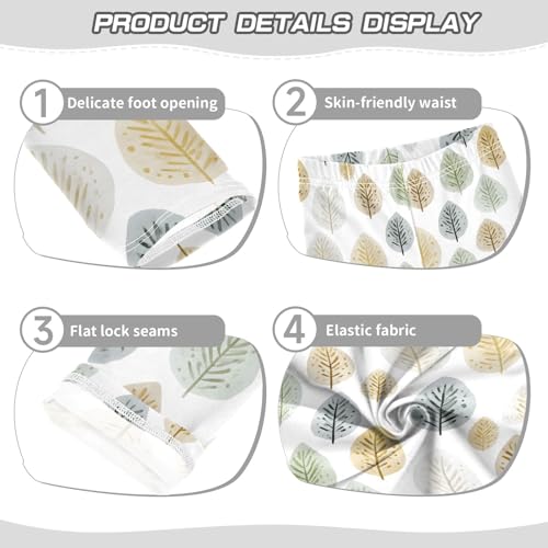 Girls' Athletic Leggings Ankle Length Yoga Dance Pants Kids Teen 4T Leaf3