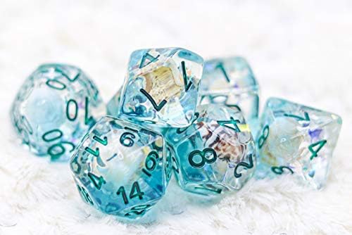 Blue Ocean of Seashell DND Dice Set for Dungeons and Dragons Gifts, D&D, D and D, Pathfinder, Accessories, D20, Polyhedral, Resin Dice, Metal, Dice Tray, Tower, Bag, Box