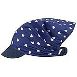 Kopftuch Sommer Mütze Schirmmütze Stirnband Mädchen Baumwolle Herz Punkte, Größe: XL (54/56), Farbe: Dunkelblau-Jeansblau