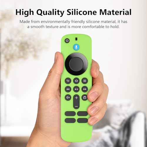 Image of RAYA Silicone TV Remote Cover Compatible with All New Fire TV Stick 4k & Fire Tv Stick HD Remote 2025 Model Protective Case with Lanyard (Luminous Green)