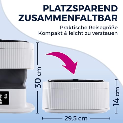 CLEANmaxx Mini-Waschmaschine ideal für Unterwegs | Mobile Waschmaschine mit 2 Waschprogrammen & einem Schleudergang | Zusammenfaltbar & leise | Für bis zu 1kg Wäsche | Geeignet für Camping & Reisen – Bild 2