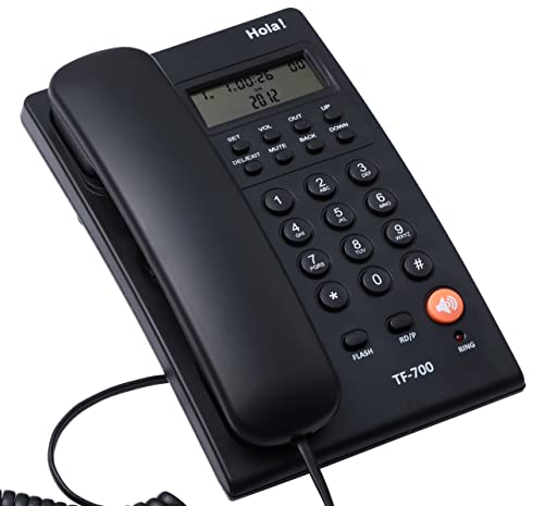 Hola ! TF 700 Speaker Corded Landline Phone with Caller ID (Cli) and Two Way Speakerphone Function Supported by Date/Time Display (Black)