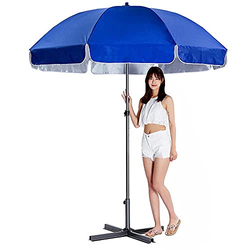 Sombrilla de playa con base y diseño portátil para solucionar la falta de sombra y refugio contra la lluvia