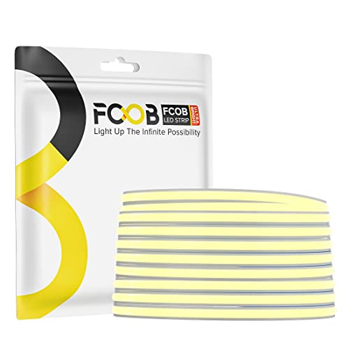 FCOB 5mm COB LED Strip Light 16.4FT?DC12V Ultra Thin 4000K Natural White Flexible High Density Strips 480LEDs/m, CRI 90+ Dimmable LED Tape Lights for Cabinet Bedroom, No Controller & Power Supply