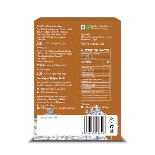 Image of TGL Co. Instant Ginger Black Tea Premix (14 Sachets) Quick & Easy To Make Ginger (Adrak) Flavored Tea Premix Sachets - 14g Per Serve