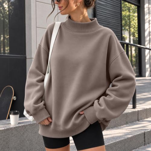 Plain Mock Neck Sweatshirt Women Oversized Cute Sweatshirts Fleece Pullover - image 2