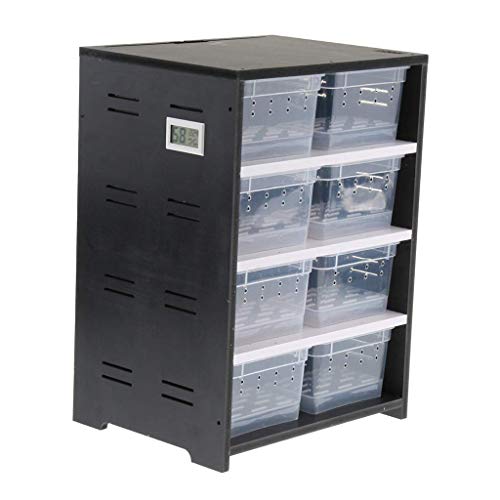 Tubayia Reptilien Terrarium Zuchtbox Fütterungsbox Schublade Schrank für Eidechse Gecko Schildkröte (Schwarz)