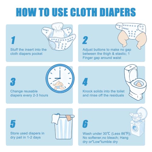 Wegreeco Washable Reusable Baby Cloth Pocket Diapers 6 Pack + 6 Inserts + 1 Wet Bag - Image 5