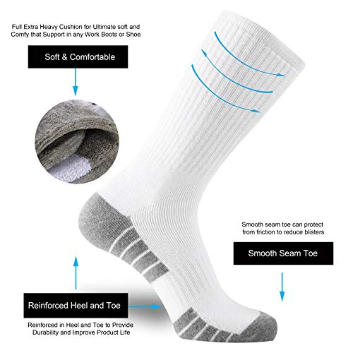Onke Cotton Cushion Crew Socks For Men Athletic All Season Heavy Duty Work Boot With Thick Moisture Control Sweat Wicking(White Xl) #TOP4