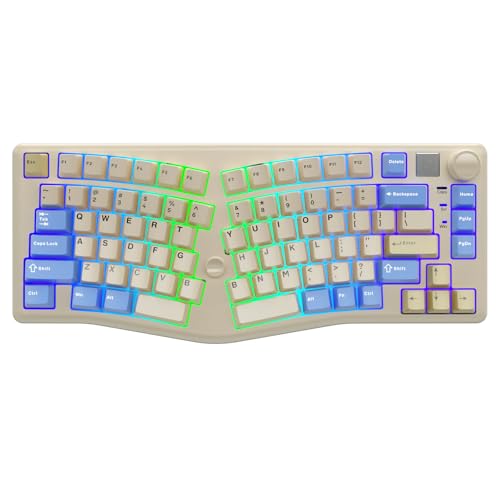 CORBOBO LEOBOG Alice A75 Clavier Ergonomique Gaming Mécanique sans Fil TriMode BT5.0/2.4G/Filaire avec Joystick et Bouton 75% Disposition RGB Rétroéclairé Commutateurs linéaires remplaçables à Chaud
