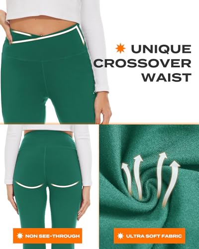 TNNZEET Black Flare Leggings for Women, Crossover Yoga Pants with Pockets Bootcut Flared Leggings