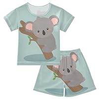 YOUJUNER Kids Pyjamas Set Cute Koala Bear Short Sleeve T-Shirt Summer Nightwear PJs Lounge Wear Sleepwear for Boys Girls Children Multicolor