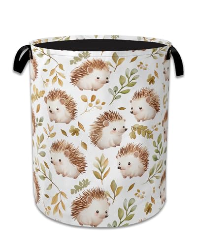 Image of Cute Hedgehog Laundry Basket,Oxford Cloth Laundry Hamper With Handle Foldable Portable Clothes Storage Basket for Laundry Room /Bedroom /Bathroom 20.8 inchx16 inch