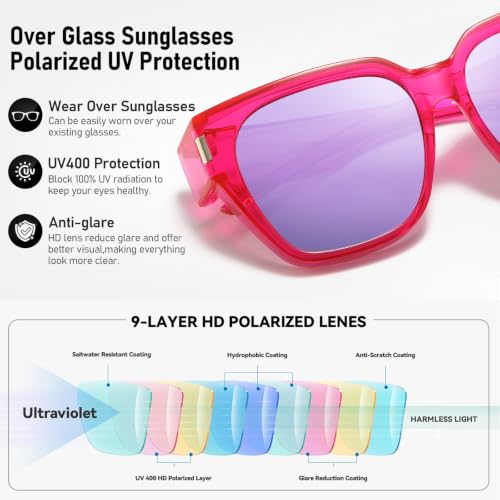 Image of HAOLOTA Polarized Fit Over Glasses Sunglasses for Women UV Protection