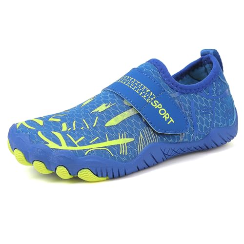 Kids Barefoot Shoes Water Shoes Boys Girls Quick Dry Aqua Socks Shoes Outdoor River Pool Swim Beach Training Lightweight Slip On Walking Sneakers (Toddler/Little Kid/Big Kid) Blue 37