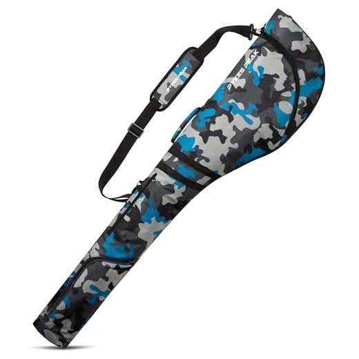 PYKES PEAK Golf Club Case – Compact Foldable Design, Fits Up to 10 Clubs, 120cm Compatible, 3 Pockets, Perfect for Driving Range Practice - Camo Blue