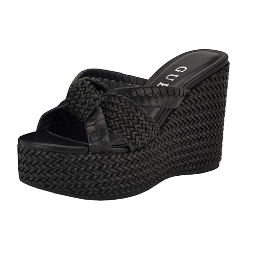 Guess Women's Eveh Wedge Sandal, Black 001, 7.5