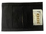 Keyfit Tools OpenAir Designer Slim Wallet (Black) OpenAir Slimmest Men's Cash Money Holder With Double Sided Elastic Band Clip Slot Non Magnetic Non Metallic RFID Blocker Stealth Black No Logo