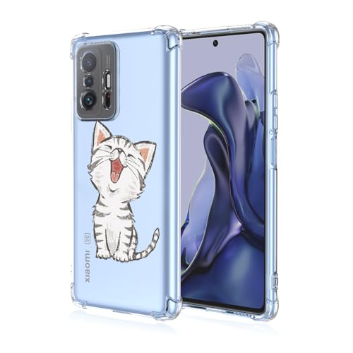 WOKEZ Transparent Stöttåligt Fodral till Xiaomi 11T/11T Pro med Katt