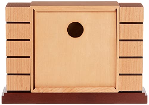 Bulova B1659 Usonian II Frank Lloyd Wright Mantel Clock, Natural Finish with Walnut Stain Base