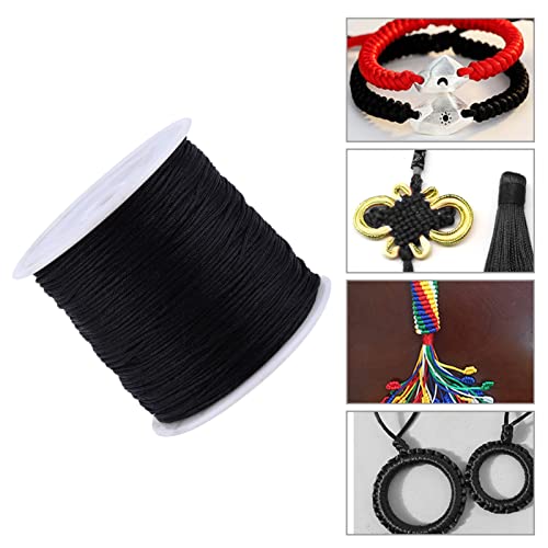 Cikonielf Braided Nylon Cord, 0.8mm x 100M Chinese Knot Cord Roll Macrame Decorative Thread String Packing String Black - Image 2