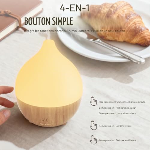 SALKING Diffuseur d’Huiles Essentielles Ultrasonique, Humidificateur d’Air Électrique 100 ML, Diffusion Silencieuse, Lumière Chaude avec Arrêt Automatique, pour Chambre, Yoga et Massage, Pack de 2 - 5