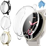Fintie 3 Packs Screen Protector Case Compatible with Garmin Vivoactive 5, Soft TPU Plated Bumper Full Cover Protective Cases Scratch-Proof, Black/Gold/Clear