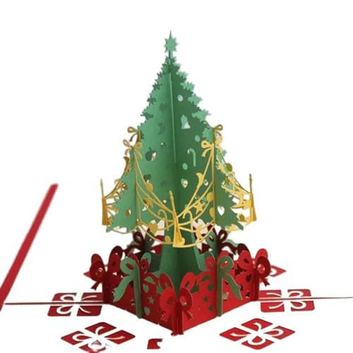 HUBGFEQ Tarjetas de felicitación creativas 3D, tarjetas de felicitación coloridas de Navidad, decoraciones de fiesta, postales, tarjetas de agradecimiento, árbol de Navidad, 2