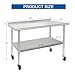 HARDURA Stainless Steel Table 30 x 48 Inches with Wheels Casters NSF Heavy Duty Commercial Prep Table with 2” Backsplash and Adjustable Undershelf for Restaurant Kitchen Home and Hotel
