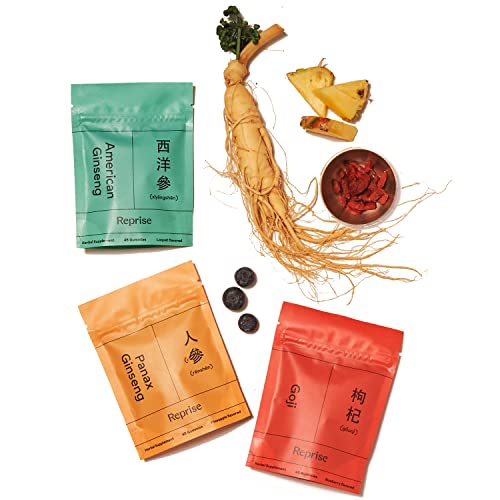 Reprise Energy Bundle - Includes American Ginseng, Panax Ginseng And Goji, 45 Gummies #TOP20