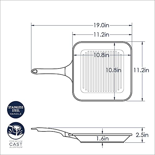 Nordic Ware Pro Cast Traditions Grill Pan With Stainless Steel Handle, 11-Inch, Cranberry #TOP2