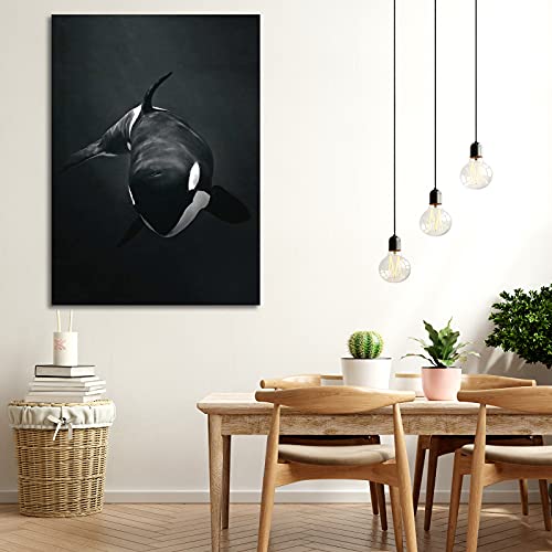 Xdtiopimy Ocean Theme Poster Funny Wall Art Decor Poster Canvas Painting Pictures Animal Fish Killer Whale For Living Room Bedroom Office Gift 1Pc Unframed 16X24 Inch #TOP3