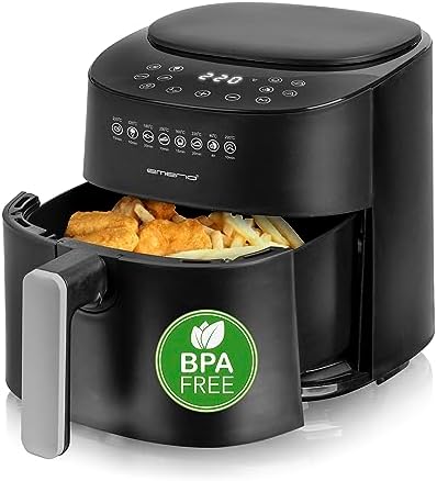 Emerio große digitale Heißluftfritteuse, TOP AirFryer, Frittieren ohne zusätzliches Öl, 4.5 Liter Volumen, 8 Automatik Programme, Cool Touch, BPA frei, schnelle Aufheizung, 1300 Watt, AF-129369
