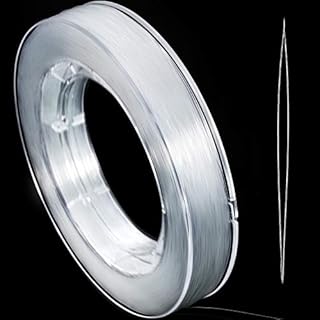 200 m Clear Nylon Invisible Thread String for Hanging Christmas Ornaments, Bracelet Making, Sew Hobby, Clear Beading Thread with Bead Needle (0.45mm)