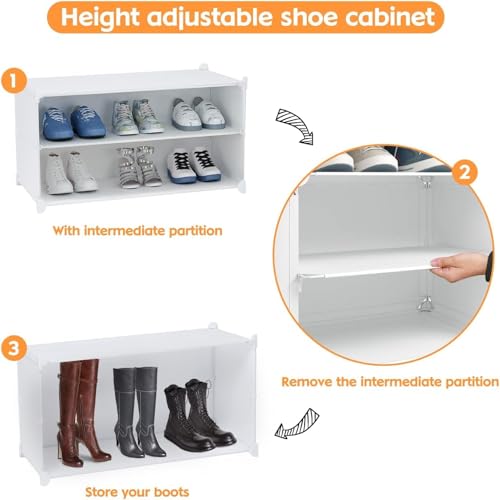 Image of Shoe Rack Multipurpose 5 Shelves Shoe Rack with Zip Door Cover & Side Pockets, Multiuse Wide Shelve,Rack for Footwear, Toys, Clothes (Milky White, 6-Layer)