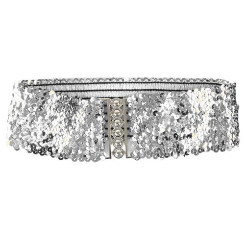 Vintage Women Belt, 1 Pc Women Punk Sequin Waistband Stretchy Wide Waist Belt Cinch Belt for Daily Costume Party