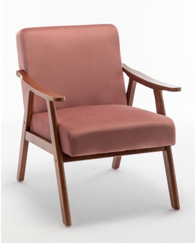 CHERY INDUSTRIAL.COM Living Room Chair Accent Chair Mid Century Modern Decor Armchair for Waiting Room Single Sofa Chair with Wooden Legs 300 lbs Capacity (Pink)