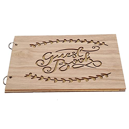 Libro de invitados de boda, Libro de invitados de boda de madera hecho a mano puro Mensaje de firma memorable Cuadernos Álbum Signo Aniversario de boda Suministro de decoración[1 #]
