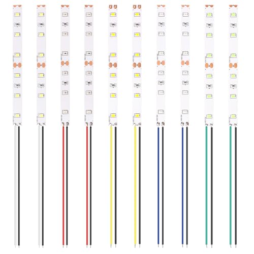 Image of Lyeteung 10 PCS 100mm 12V - 18V Pre Wired Strip, 2835 SMD LED Model Railway LED Lighting, White/Red/Yellow/Blue/Green