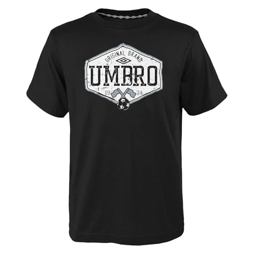 Umbro Men's Shield Short Sleeve Sport T-Shirt, Black/White, Medium